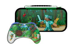 Controller - PDP REALMz Wireless-ontroller: Minecraft Forest Biome + Travel-ase Plus Minecraft Forest Battle for Nintendo Switch Bundle