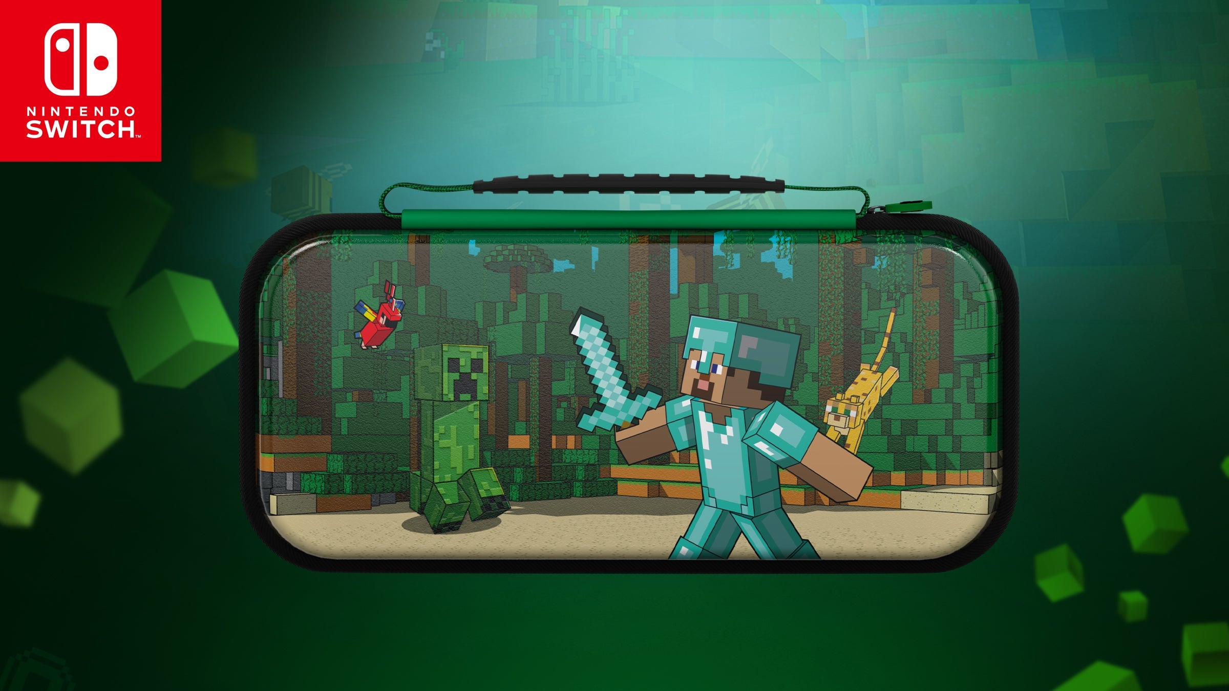Controller - PDP REALMz Wireless-ontroller: Minecraft Forest Biome + Travel-ase Plus Minecraft Forest Battle for Nintendo Switch Bundle - Image 3