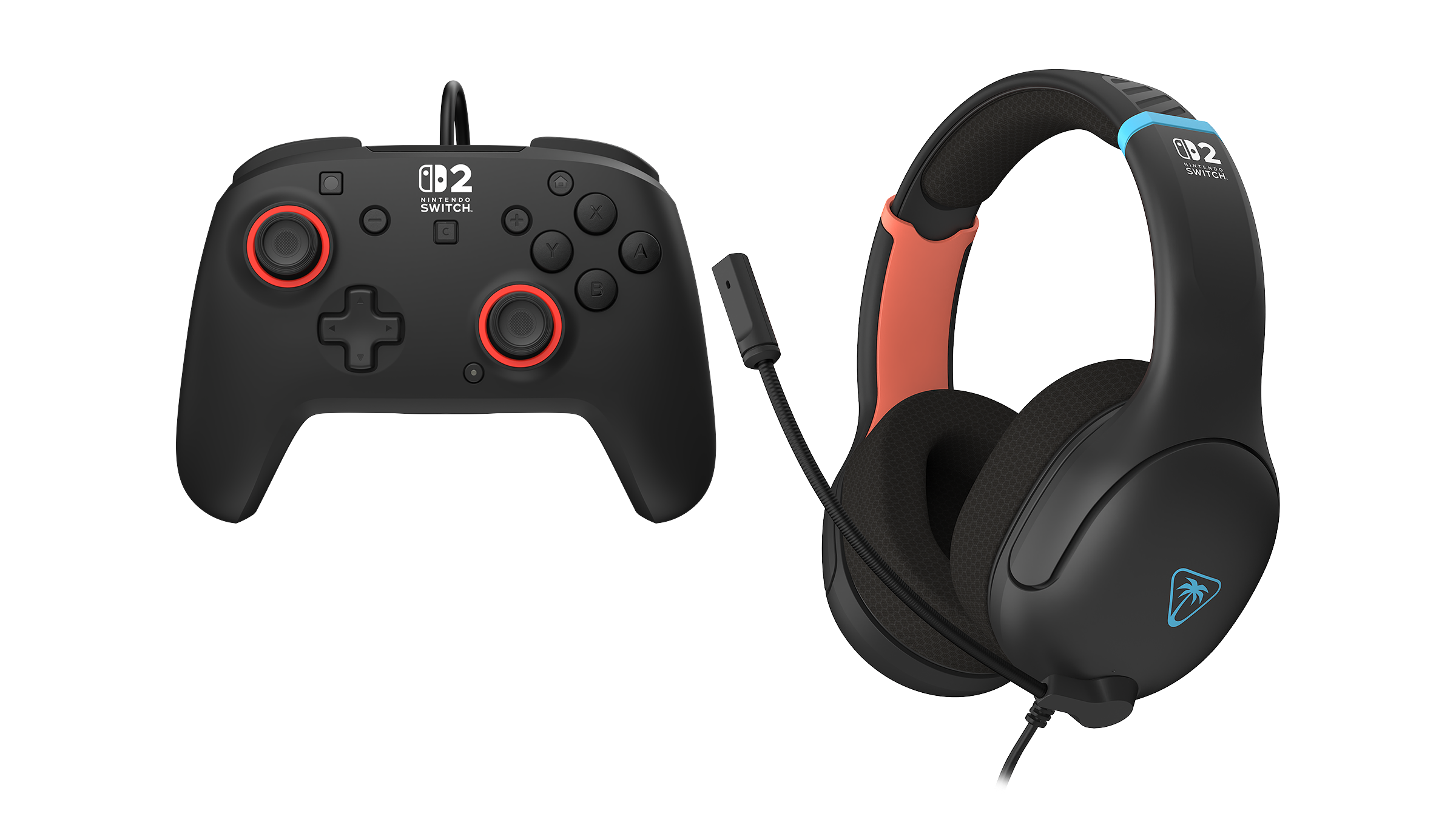 Headset - Airlite Fit Wired Gaming Headset --harcoal Black + Rematch Wired-ontroller for Nintendo Switch 2 Bundle